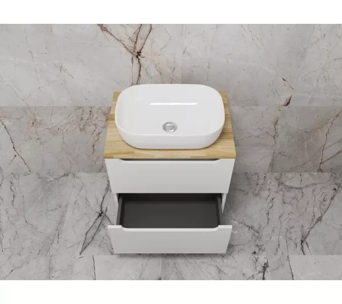 Тумба подвесная "Бали " 2 ящика со столешницей БЕЛЫЙ СОФТ, Выбрать размер: 60, изображение 6