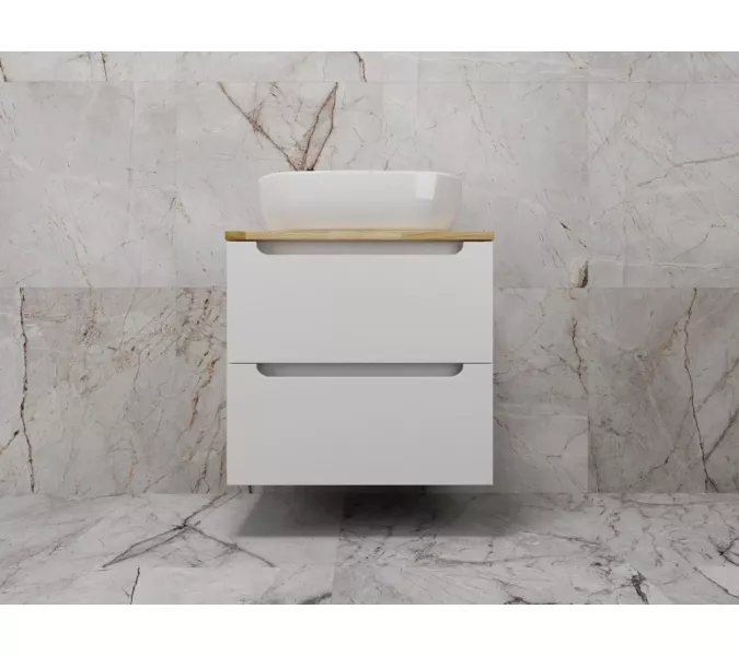 Тумба подвесная "Бали " 2 ящика со столешницей БЕЛЫЙ СОФТ, Выбрать размер: 60, изображение 2