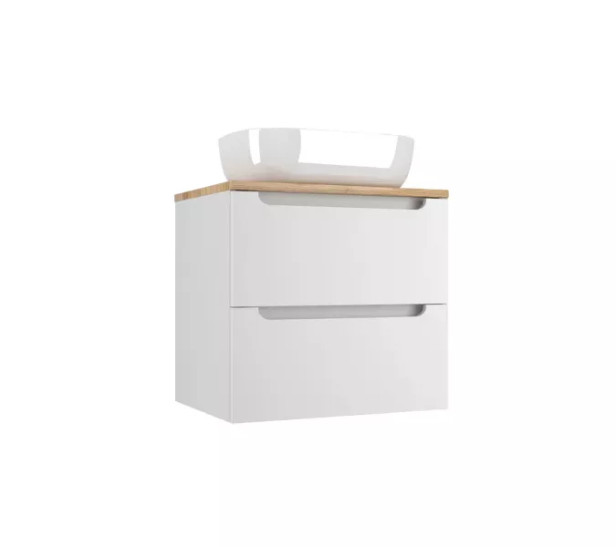 Тумба подвесная "Бали " 2 ящика со столешницей БЕЛЫЙ СОФТ, Выбрать размер: 60, изображение 7