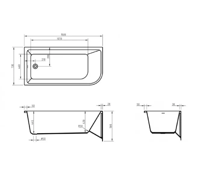 Акриловая ванна BELBAGNO BB712 L/R, Выбрать размер: 150х73, Ориентация: левая, изображение 5