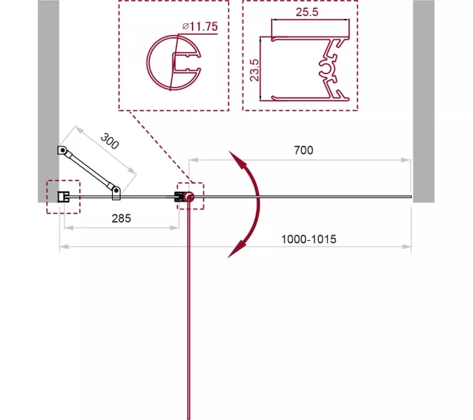 Душевая шторка на ванну BelBagno UNO-V-11-100/150-C-NERO, Цвет стекла: Прозрачный, Цвет профиля: Черный, Выбрать размер: 100х150, изображение 2