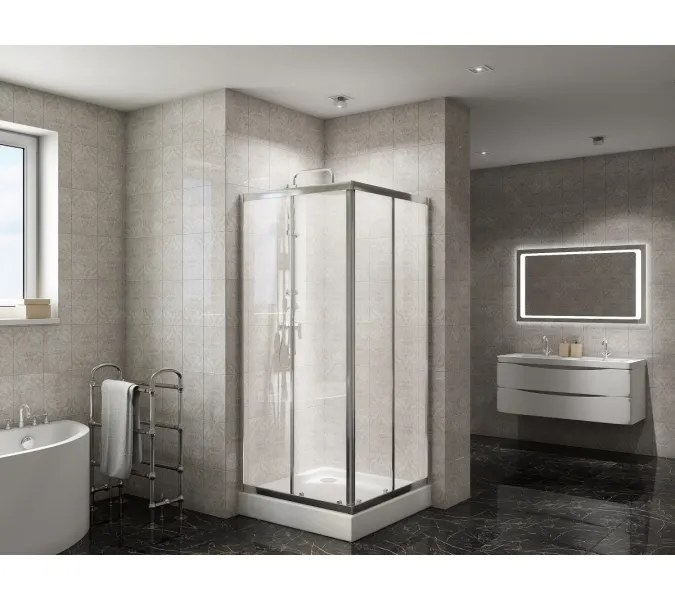 Душевой уголок BelBagno DUE-A-2-80-C-Cr, Цвет стекла: Прозрачный, Цвет профиля: Хром, Выбрать размер: 80х80