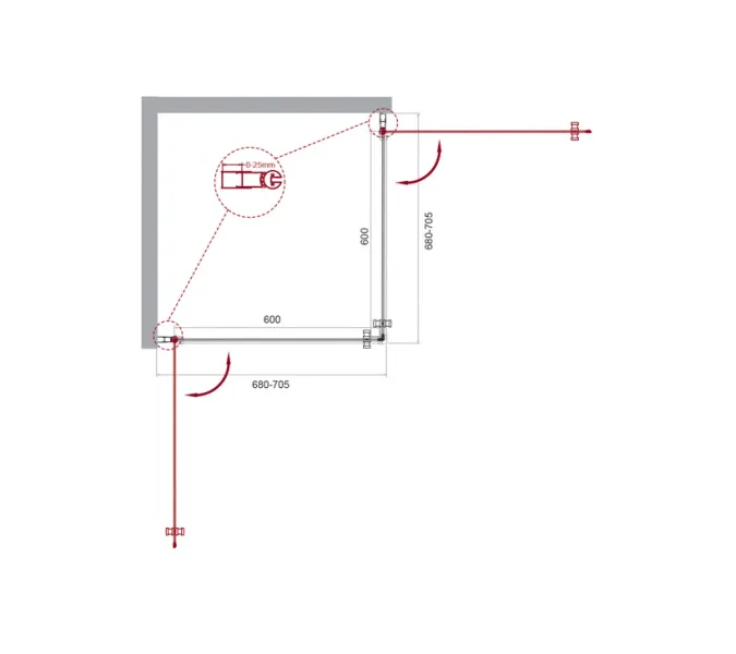 Душевой уголок BelBagno ETNA-A-2-/C-Cr, Цвет стекла: прозрачное, Цвет профиля: Хром, Выбрать размер: 70х70, изображение 11