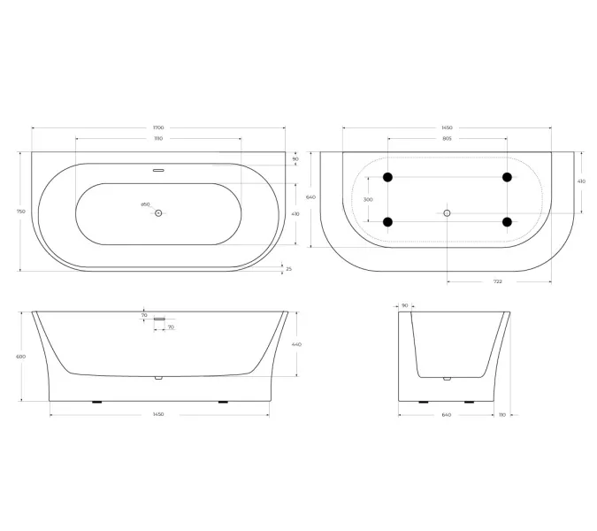 Акриловая ванна BELBAGNO BB711, Выбрать размер: 170х75, изображение 8