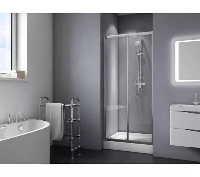 Душевая дверь BelBagno DUE-BF-1-C-Cr, Цвет стекла: Прозрачный, Цвет профиля: Хром, Выбрать размер: 100