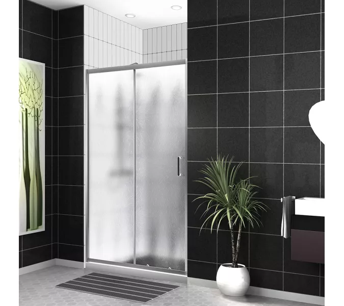 Душевая дверь BelBagno UNO-195-BF-1-110-CH-CR, Цвет стекла: Матовое рифленое, Цвет профиля: Хром, Выбрать размер: 110