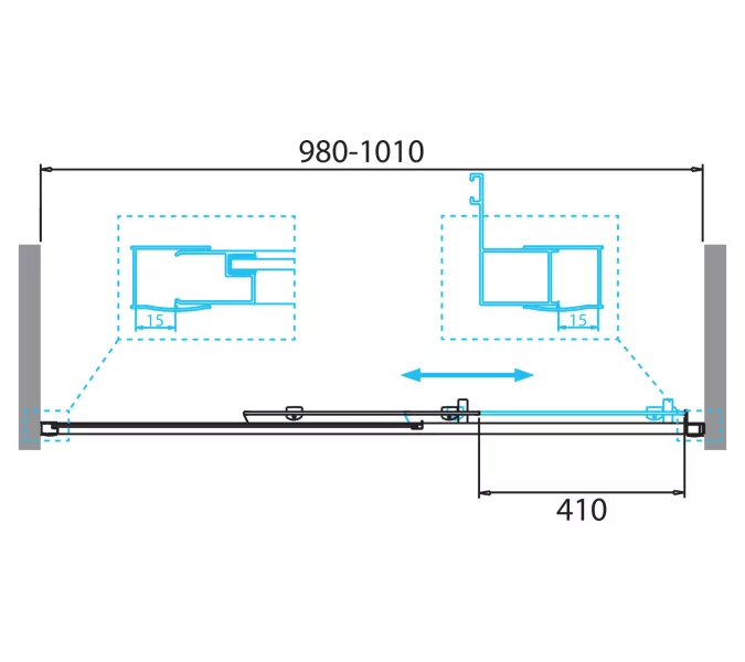 Душевая дверь BelBagno DUE-BF-1-C-Cr, Цвет стекла: Прозрачный, Цвет профиля: Хром, Выбрать размер: 100, изображение 3