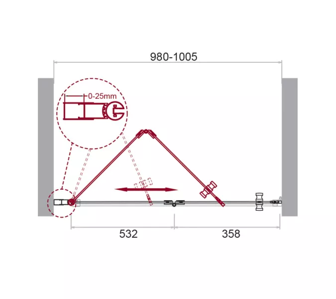 Душевая дверь BelBagno ALBANO-BS-12/-C-Cr, Цвет стекла: прозрачное, Цвет профиля: Хром, Выбрать размер: 100, изображение 9