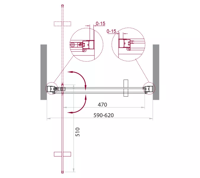 Душевая дверь BelBagno MARMI-B-1-/C-Cr, Цвет стекла: прозрачное, Цвет профиля: Хром, Выбрать размер: 60, изображение 2