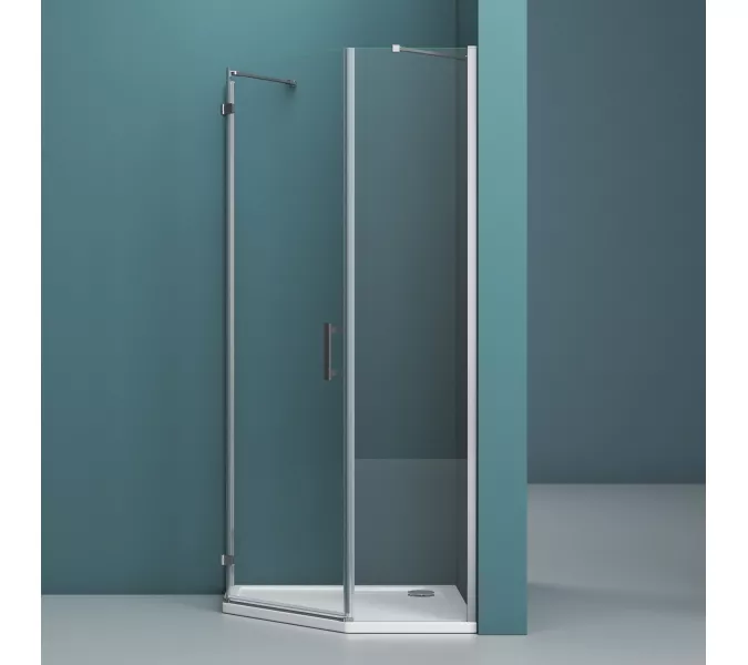 Душевой уголок BelBagno KRAFT-P-1-/C-Cr-L/R, Цвет стекла: прозрачное, Цвет профиля: Хром, Выбрать размер: 100х100, Ориентация: левый