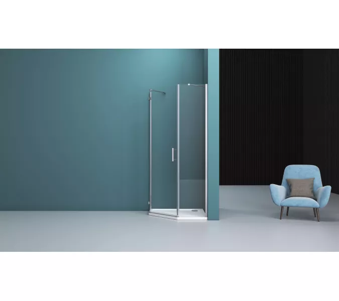 Душевой уголок BelBagno KRAFT-P-1-/C-Cr-L/R, Цвет стекла: прозрачное, Цвет профиля: Хром, Выбрать размер: 100х100, Ориентация: левый, изображение 7