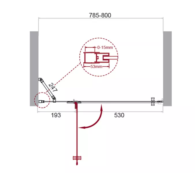 Душевая дверь BelBagno KRAFT-B-12-60/-C-Cr-L/R, Цвет стекла: прозрачное, Цвет профиля: Хром, Выбрать размер: 80, Ориентация: левый, изображение 13