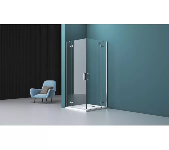 Душевой уголок BelBagno KRAFT-AH-22/-C-Cr-L/R, Цвет стекла: прозрачное, Цвет профиля: Хром, Выбрать размер: 100х80, Ориентация: левый, изображение 6