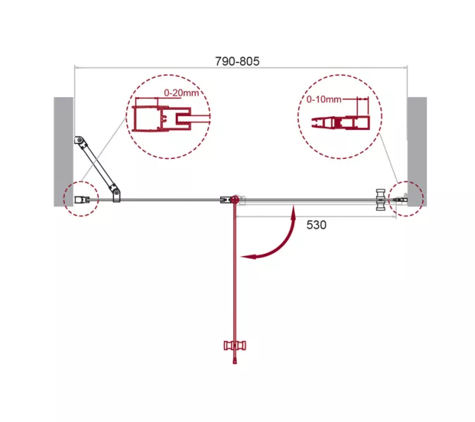 Душевая дверь BelBagno ETNA-B-12-60//-C-Cr, Цвет стекла: прозрачное, Цвет профиля: Хром, Выбрать размер: 80, изображение 11