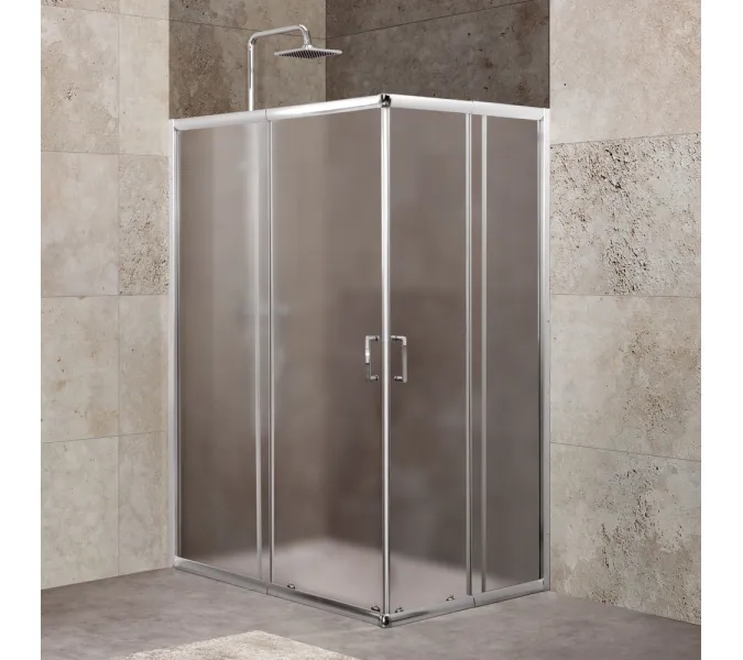 Душевой уголок BelBagno UNIQUE-AH-2-100/115-75/90-P-Cr, Цвет стекла: Матовое рифленое, Цвет профиля: Хром