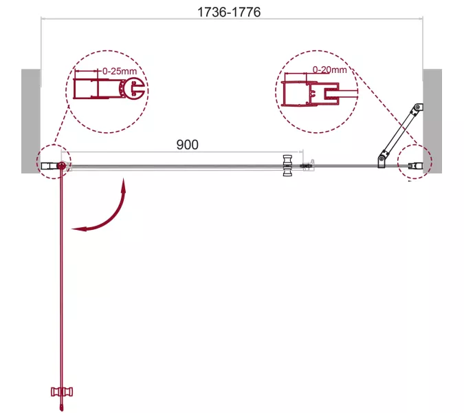 Душевая дверь BelBagno ETNA-B-11-80+/C-Cr, Цвет стекла: прозрачное, Цвет профиля: Хром, Выбрать размер: 175, изображение 11