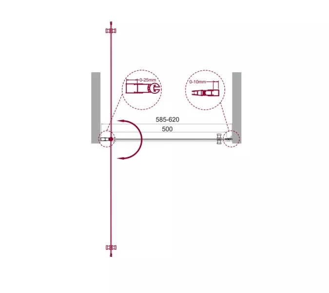 Душевая дверь BelBagno ETNA-B-1-/C-Cr-90, Цвет стекла: прозрачное, Цвет профиля: Хром, Выбрать размер: 60, изображение 11
