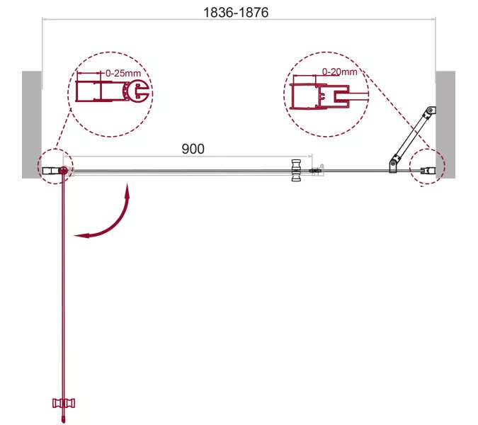 Душевая дверь BelBagno ETNA-B-11-90+/C-Cr, Цвет стекла: прозрачное, Цвет профиля: Хром, Выбрать размер: 185, изображение 11