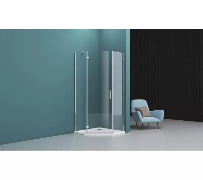 Душевой уголок BelBagno KRAFT-P-1-/C-Cr-L/R, Цвет стекла: прозрачное, Цвет профиля: Хром, Выбрать размер: 100х100, Ориентация: левый, изображение 6