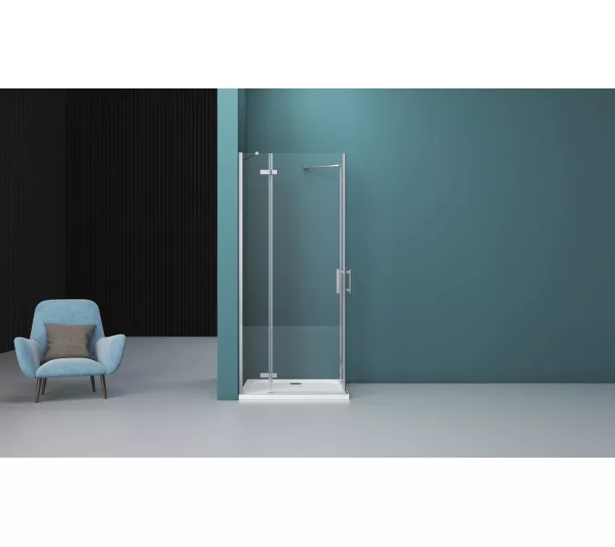 Душевой уголок BelBagno KRAFT-AH-22/-C-Cr-L/R, Цвет стекла: прозрачное, Цвет профиля: Хром, Выбрать размер: 100х80, Ориентация: левый, изображение 7