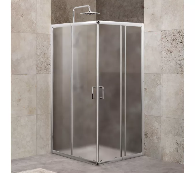 Душевой уголок BelBagno UNIQUE-A-2-/P-Cr матовое рифленое, Цвет стекла: Матовое рифленое, Цвет профиля: Хром, Выбрать размер: 85х100