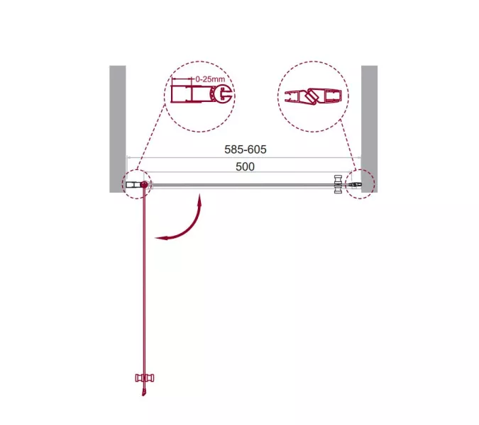 Душевая дверь BelBagno ETNA-B-1-/-C-Cr, Цвет стекла: прозрачное, Цвет профиля: Хром, Выбрать размер: 60, изображение 11