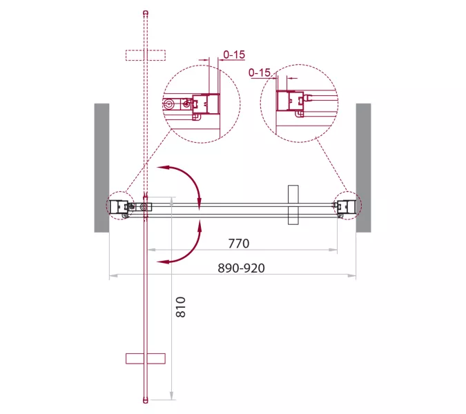 Душевая дверь BelBagno MARMI-B-1-90-С-NERO, Цвет стекла: прозрачное, Цвет профиля: Черный, Выбрать размер: 90, изображение 2