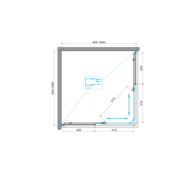 Душевой уголок BelBagno UNIQUE -A-2-85/100-M-Cr матовое, Цвет стекла: матовое, Цвет профиля: Хром, Выбрать размер: 85х100, изображение 5