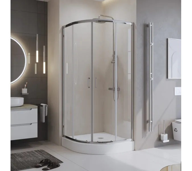 Душевой уголок BelBagno UNO-195-R-2/C-Cr, Цвет стекла: прозрачное, Цвет профиля: Хром, Выбрать размер: 100х100
