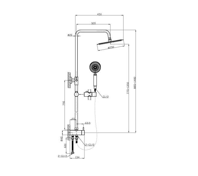 Душевая стойка BelBagno ANCONA ANCONA-DOC2FD-CRM, изображение 2