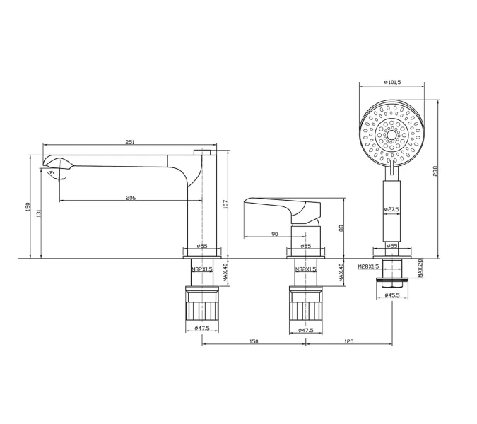 Смеситель на борт ванны BelBagno ANCONA ANCONA-BVD3-CRM, изображение 2