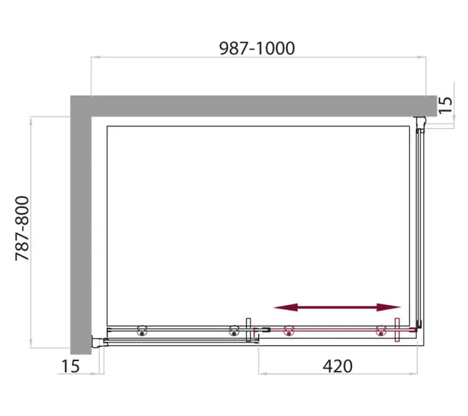 Душевой уголок BelBagno UNO-AH-1-/P-Cr матовое рифленое, Цвет стекла: Матовое рифленое, Цвет профиля: Хром, Выбрать размер: 100х80, изображение 8