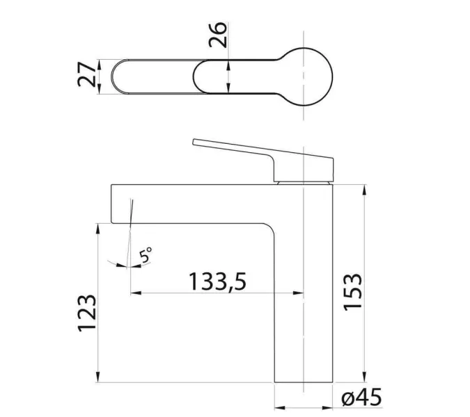 Смеситель для раковины BelBagno DELTA DEL-LVM-IN, Выбрать цвет: Хром, изображение 4