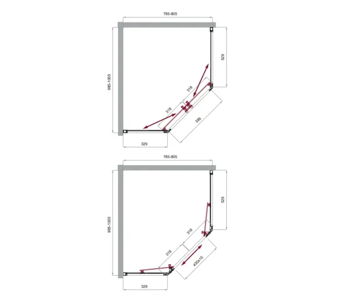 Душевой уголок BelBagno UNO-195-PH-2/-C-Cr, Цвет стекла: прозрачное, Цвет профиля: Хром, Выбрать размер: 100х80, изображение 3
