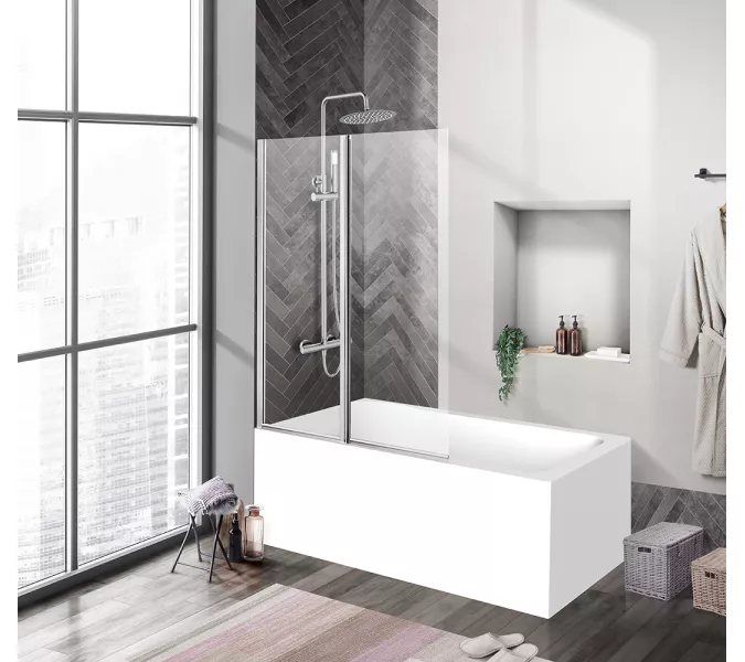 Душевая шторка на ванну BelBagno UNO-V-2-/C-Cr, Цвет стекла: прозрачное, Цвет профиля: Хром, Выбрать размер: 100