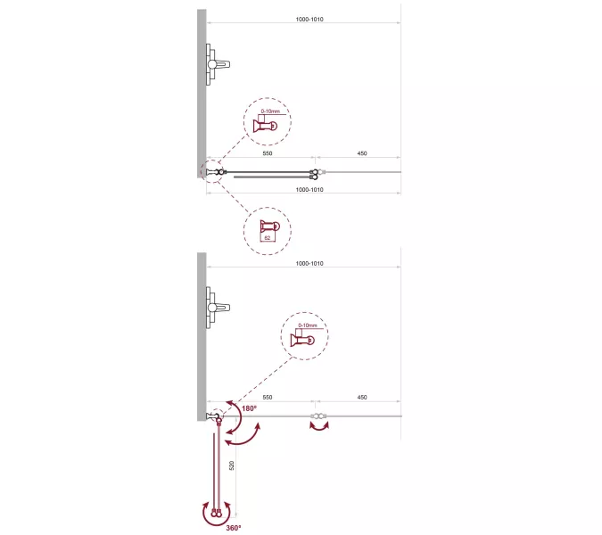 Душевая шторка на ванну BelBagno UNO-V-2-/C-Cr, Цвет стекла: прозрачное, Цвет профиля: Хром, Выбрать размер: 100, изображение 3