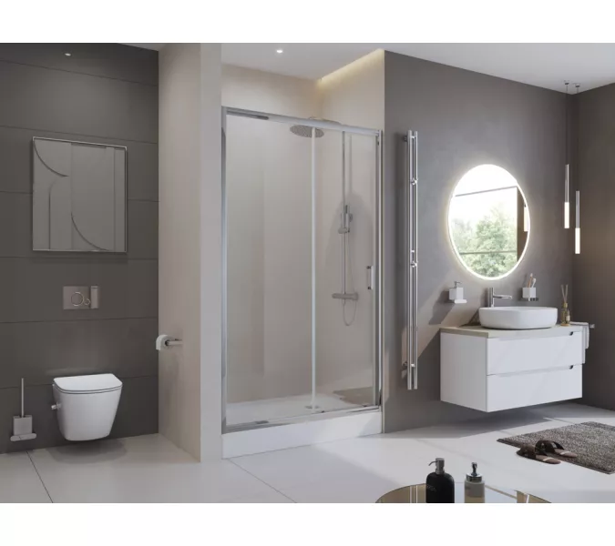 Душевая дверь BelBagno UNO-195-BF-1/C-Cr, Цвет стекла: прозрачное, Цвет профиля: Хром, Выбрать размер: 100, изображение 2