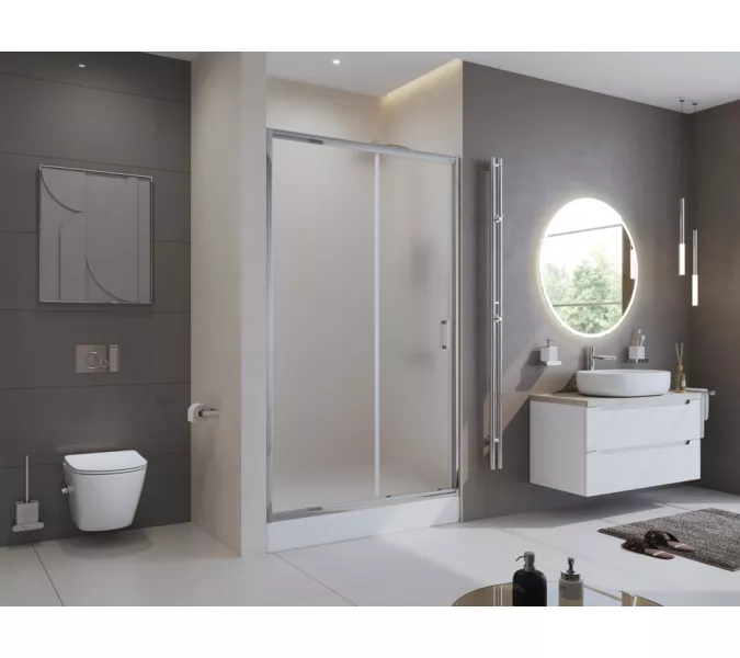 Душевая дверь BelBagno UNO-195-BF-1/P-Cr, Цвет стекла: Матовое рифленое, Цвет профиля: Хром, Выбрать размер: 100, изображение 8