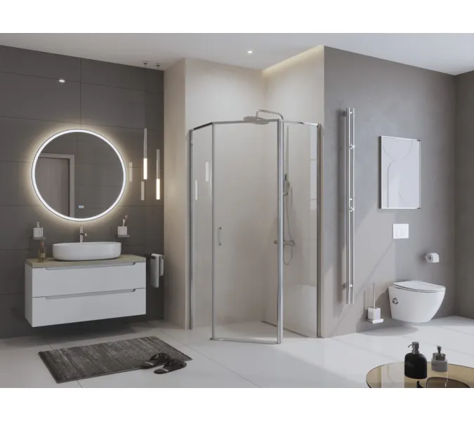 Душевой уголок BelBagno UNO-195-P-1-/C-Cr, Цвет стекла: прозрачное, Цвет профиля: Хром, Выбрать размер: 90х90, изображение 2