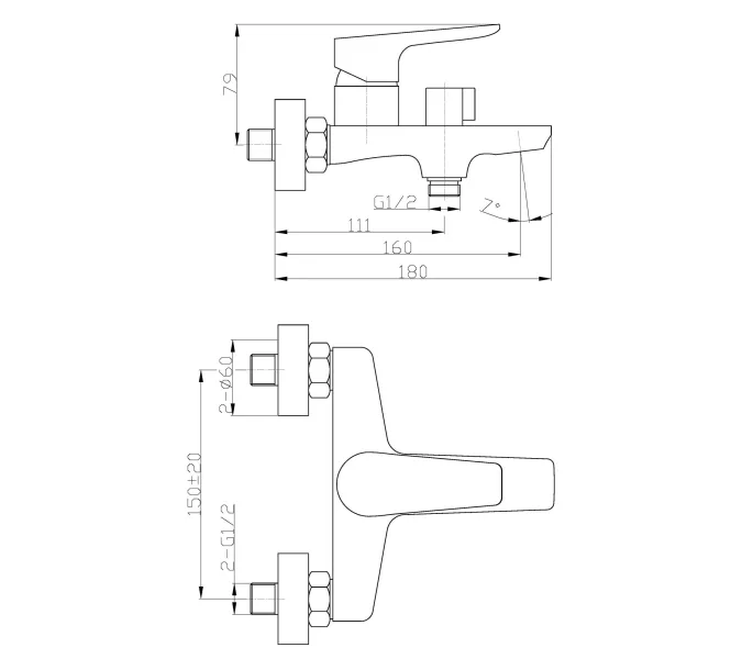 Смеситель для ванны и душа BelBagno ANCONA ANCONA-VAS-CRM, изображение 2