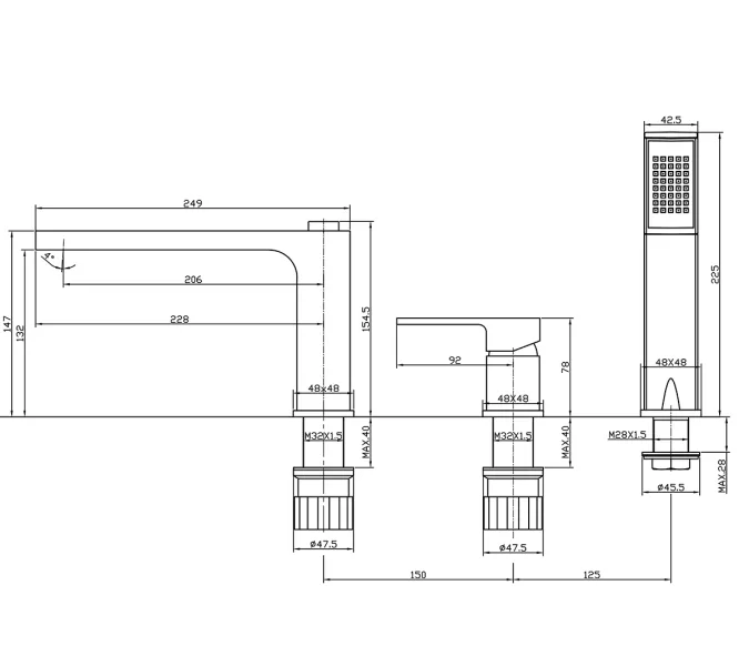 Смеситель на борт ванны BelBagno ROMANO ROM-BVD-CRM, изображение 2