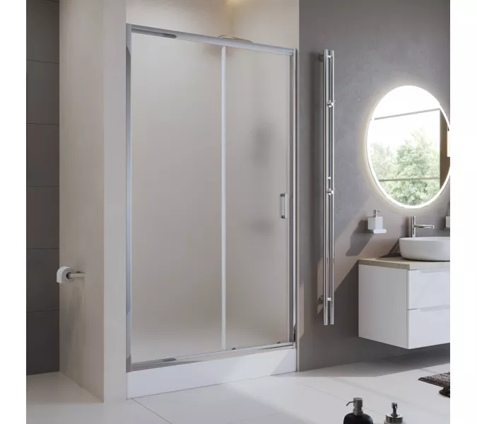 Душевая дверь BelBagno UNO-195-BF-1/P-Cr, Цвет стекла: Матовое рифленое, Цвет профиля: Хром, Выбрать размер: 100