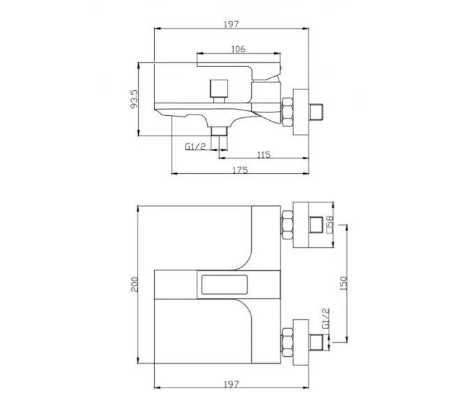 Смеситель для ванны и душа BelBagno LUCE LUC-VAS-NERO, Выбрать цвет: Чёрный, изображение 6