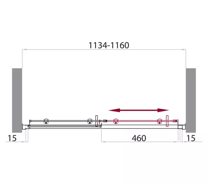 Душевая дверь BelBagno UNO-BF-1/C-Cr, Цвет стекла: прозрачное, Цвет профиля: Хром, Выбрать размер: 115, изображение 4
