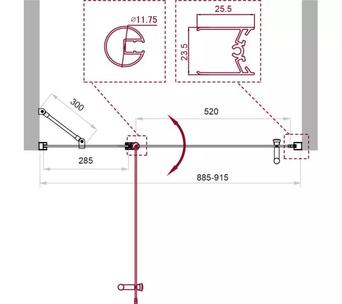 Душевая дверь BelBagno UNO-B-12/C-Cr, Цвет стекла: прозрачное, Цвет профиля: Хром, Выбрать размер: 90, изображение 3