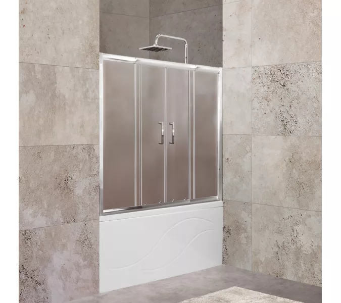 Шторка на ванну BelBagno UNIQUE-VF-2-150/180-140-P-Cr, Цвет стекла: матовое, Цвет профиля: Хром