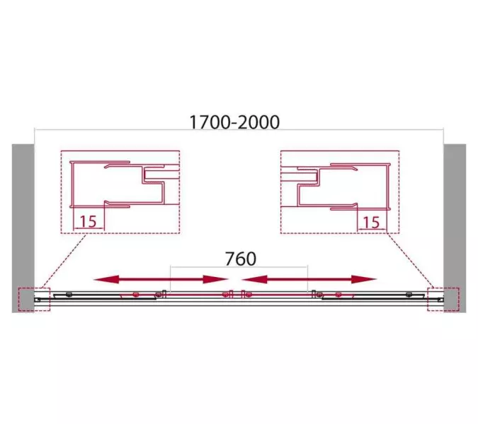 Душевая дверь BelBagno UNIQUE-BF-2-170/200-P-Cr, Цвет стекла: Матовое рифленое, Цвет профиля: Хром, Выбрать размер: 170, изображение 8