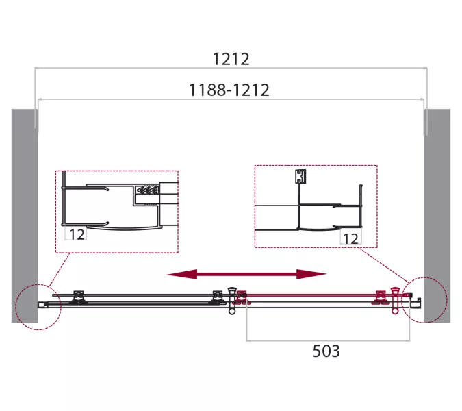 Душевая дверь BelBagno UNO-195-BF-1-120-P-NERO, изображение 3