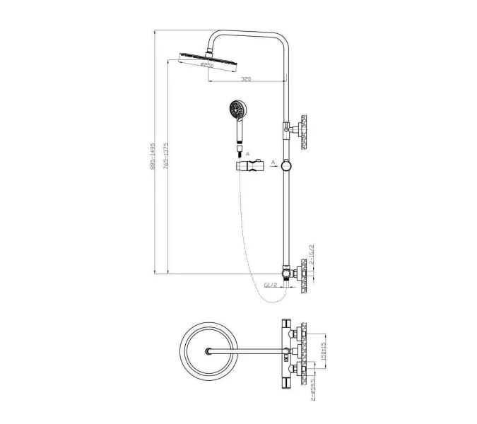Душевая стойка BelBagno UNO UNO-DOCM-ORO, изображение 2