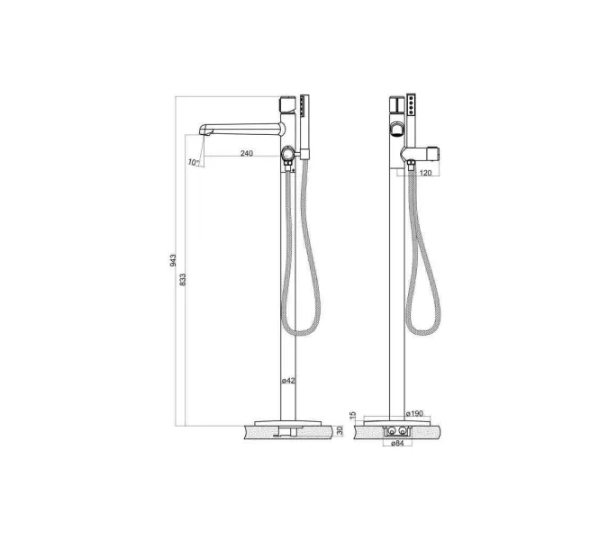 Напольный смеситель BelBagno UNO UNO-FMT-CRM, Выбрать цвет: Хром, изображение 2
